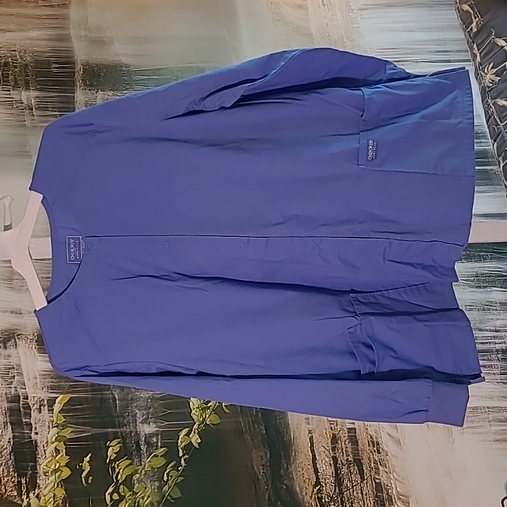 Cherokee Womens 2XL ceil blue long sleeve snap button up scrub jacket